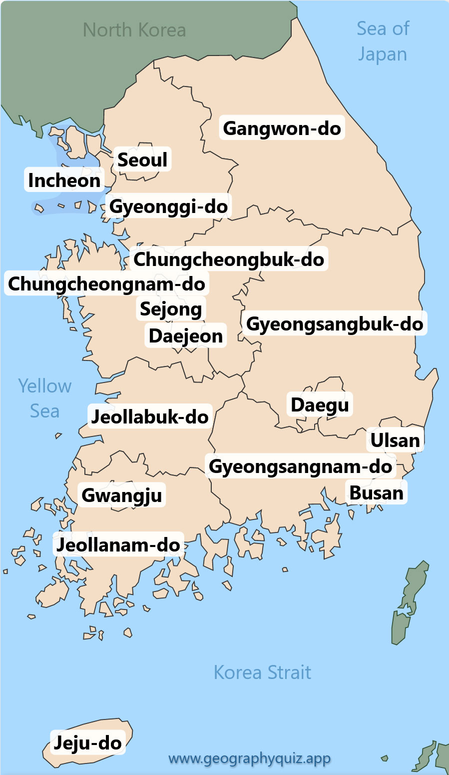 South Korea Provinces Map 