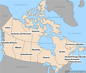 Mapa de Canadá - Provincias y Territorios - Spanish - español