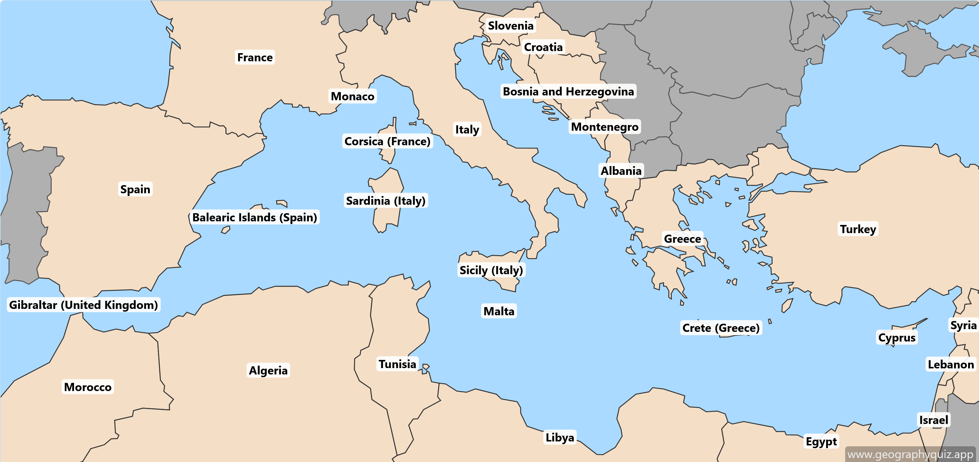 Maps Of Mediterranean Countries Geographyquiz App   Europe En Mediterranean Countries 