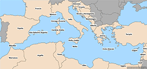 Mapa de Europa - PaÃ­ses mediterrÃ¡neos - Spanish - espaÃ±ol