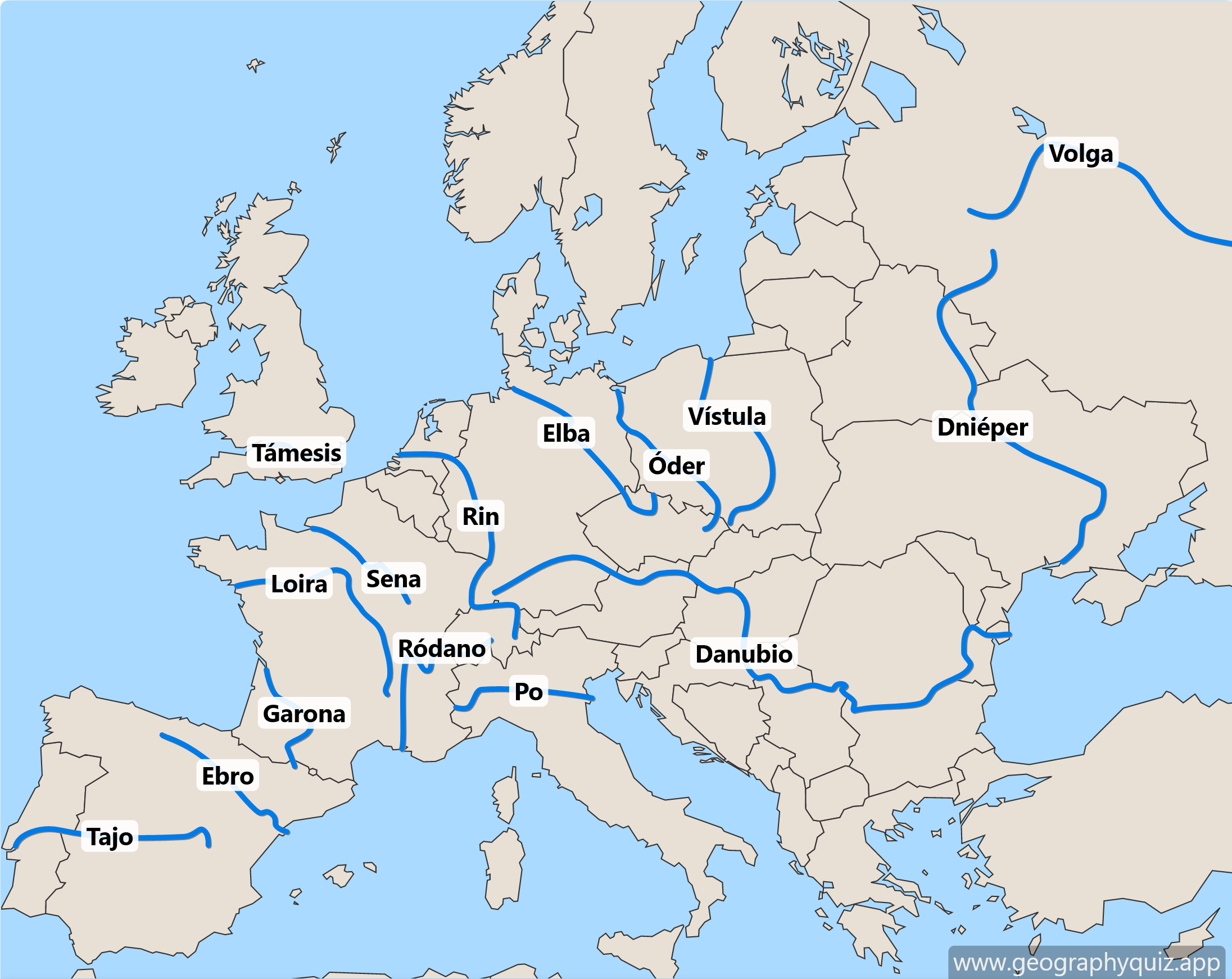 Maps Of Europe Rivers Geographyquiz app