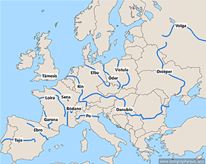 Mapa de Europa - Ríos - Spanish - español