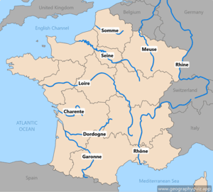 Map of France - Rivers - English