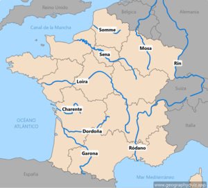 Mapa de Francia - Ríos - Spanish - español