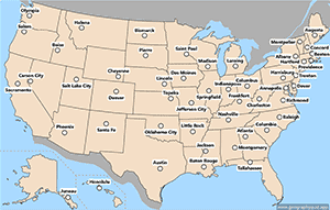 Mapa de Estados Unidos - Capitales de los estados - Spanish - español