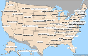 Map of USA - State Mottos - English
